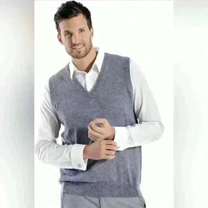 Cashmere boutique men’s pullover cashmere sweater vest sz.LG quiet luxury office